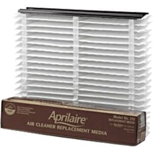 AprilAire 410 replacement filter media, MERV 11, 16 x 25 x 4 in., for AprilAire/SpaceGard whole-house air cleaners models 1410, 2410, 3410 and 4400. Collapsible self-spacing pleated media with Self-Seal technology.